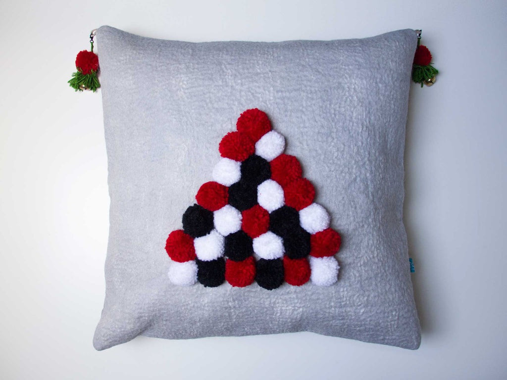 Wool Felted Cushion Cover HAPPY - livingroots uk