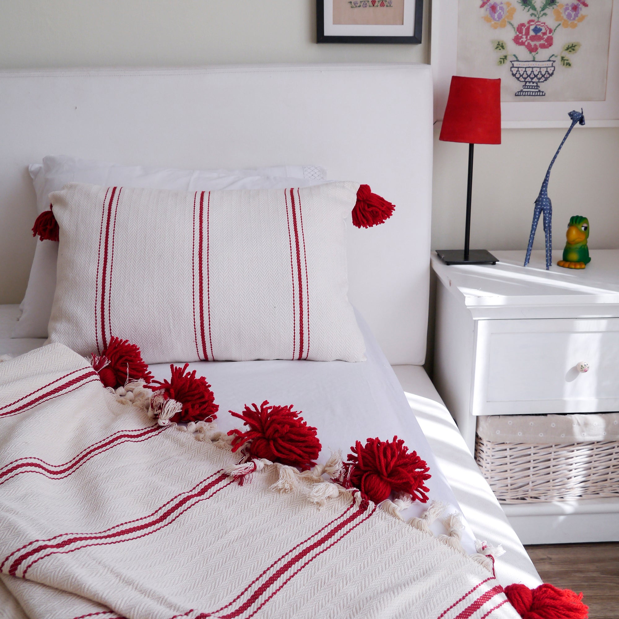 Red Tassel Blanket & Cushion Cover