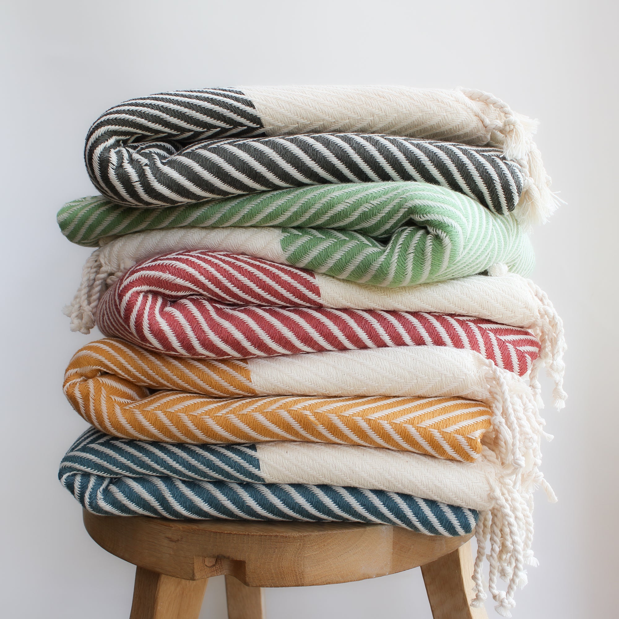 HERRINGBONE  Handwoven Cotton Throw Blanket