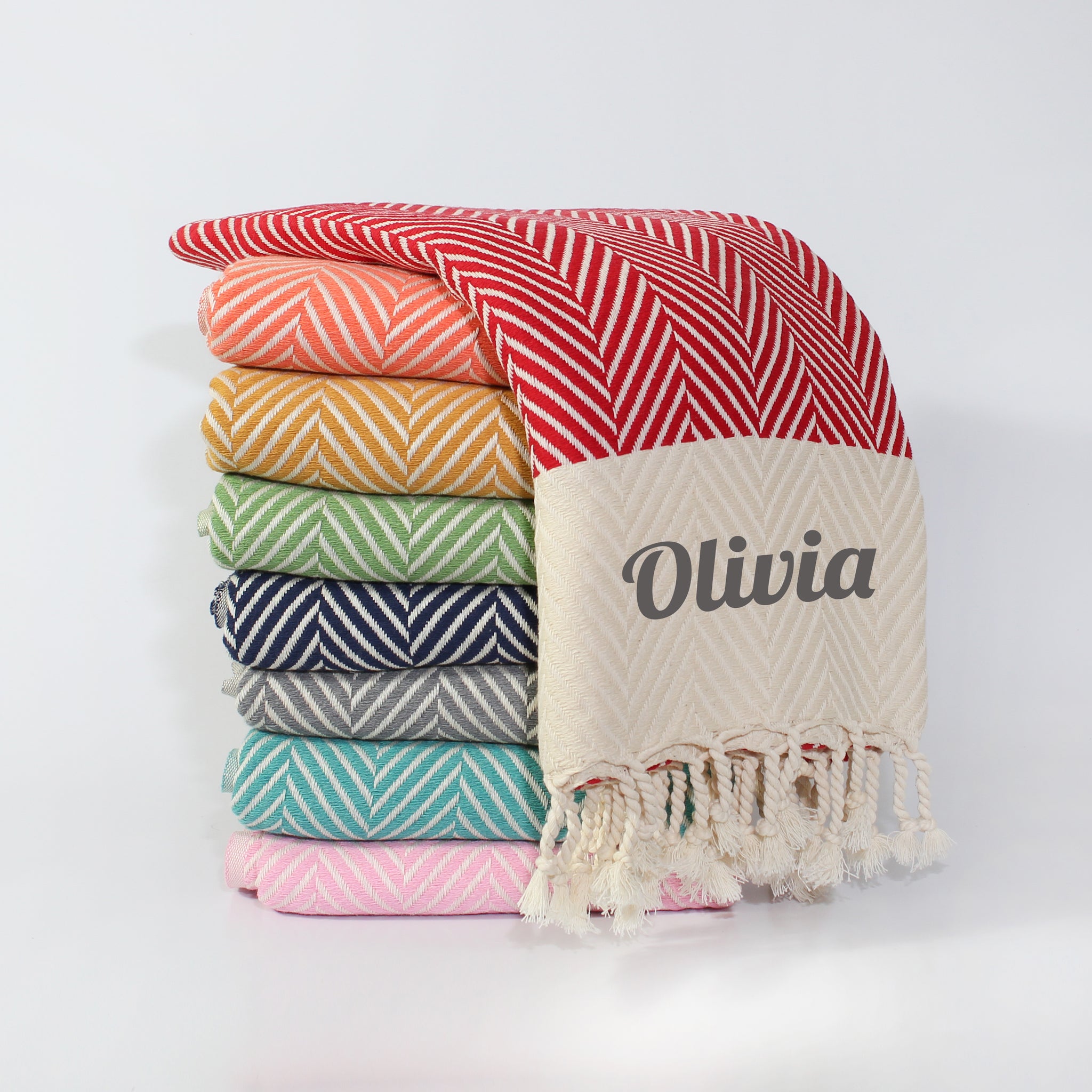 HERRINGBONE  Personalised Handwoven Cotton Throw Blanket