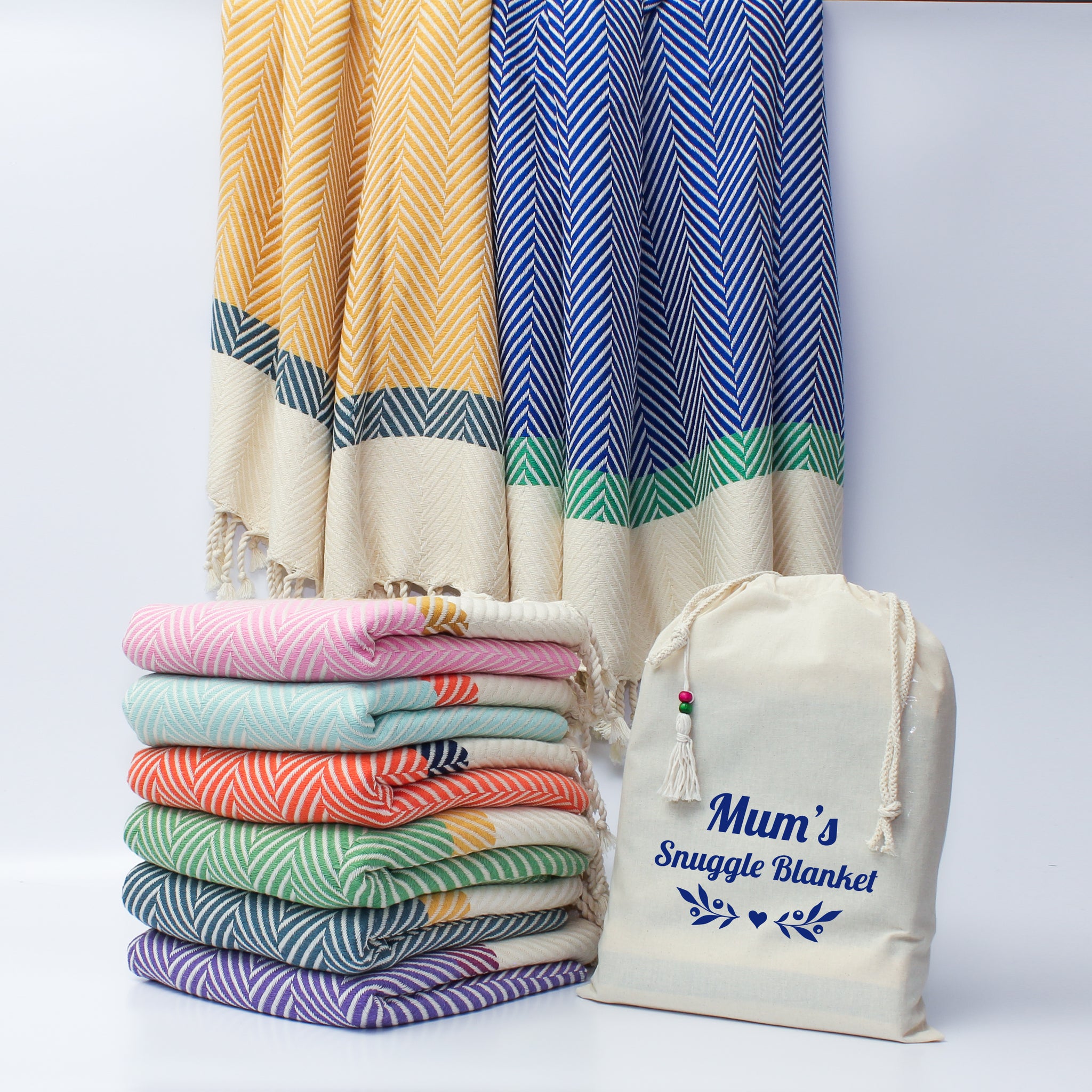 HERRINGBONE  Personalised Handwoven Cotton Throw Blanket