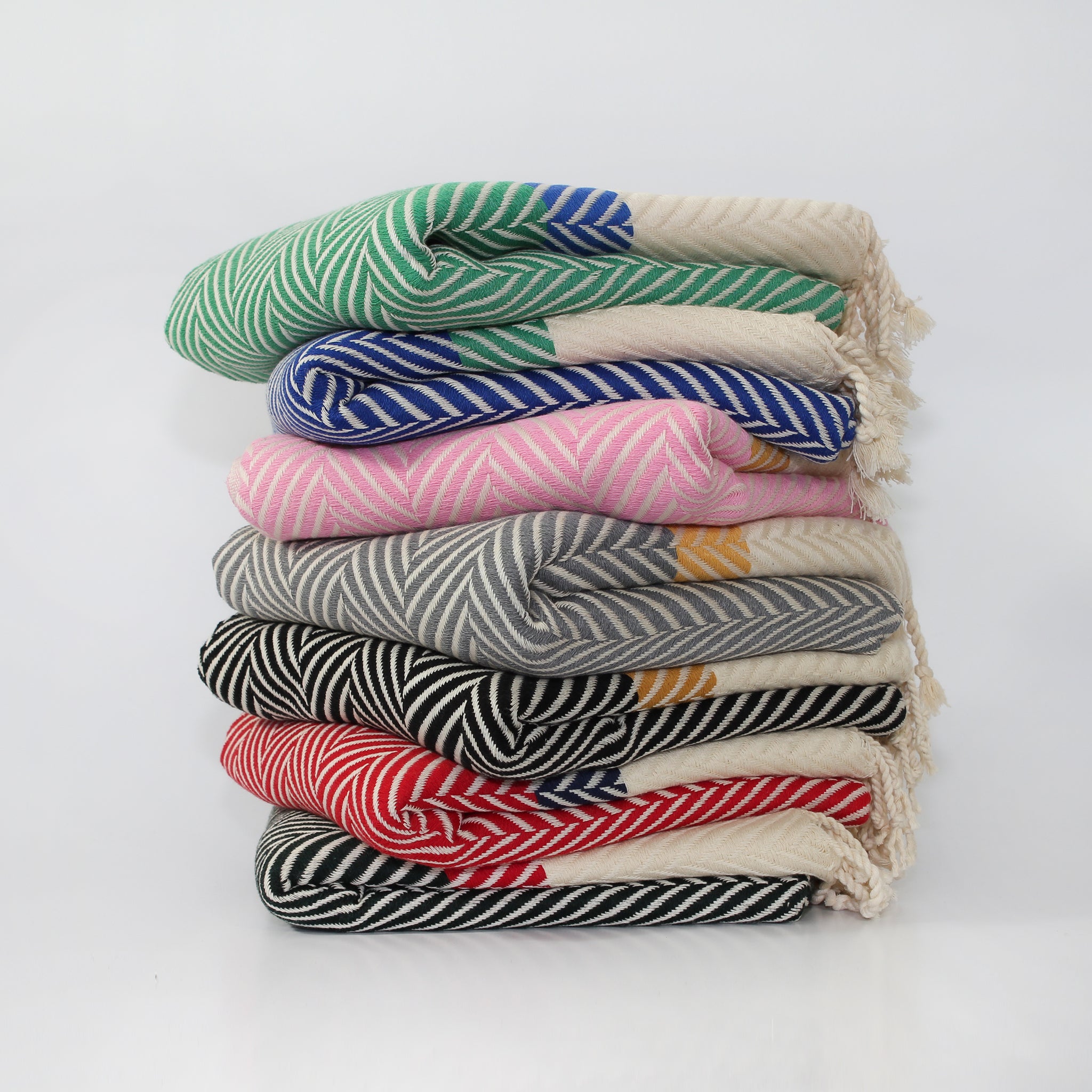 HERRINGBONE  Two coloured Handwoven Cotton Throw