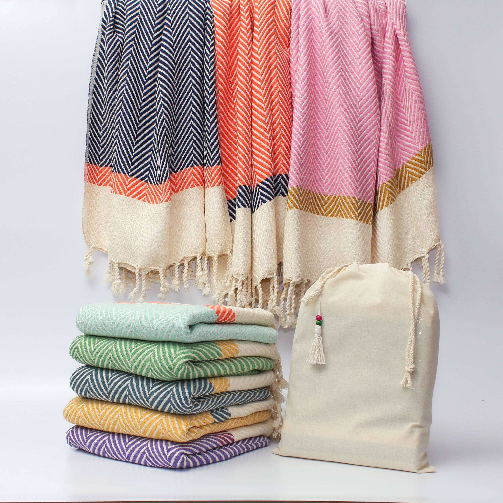 HERRINGBONE  Two coloured Handwoven Cotton Throw