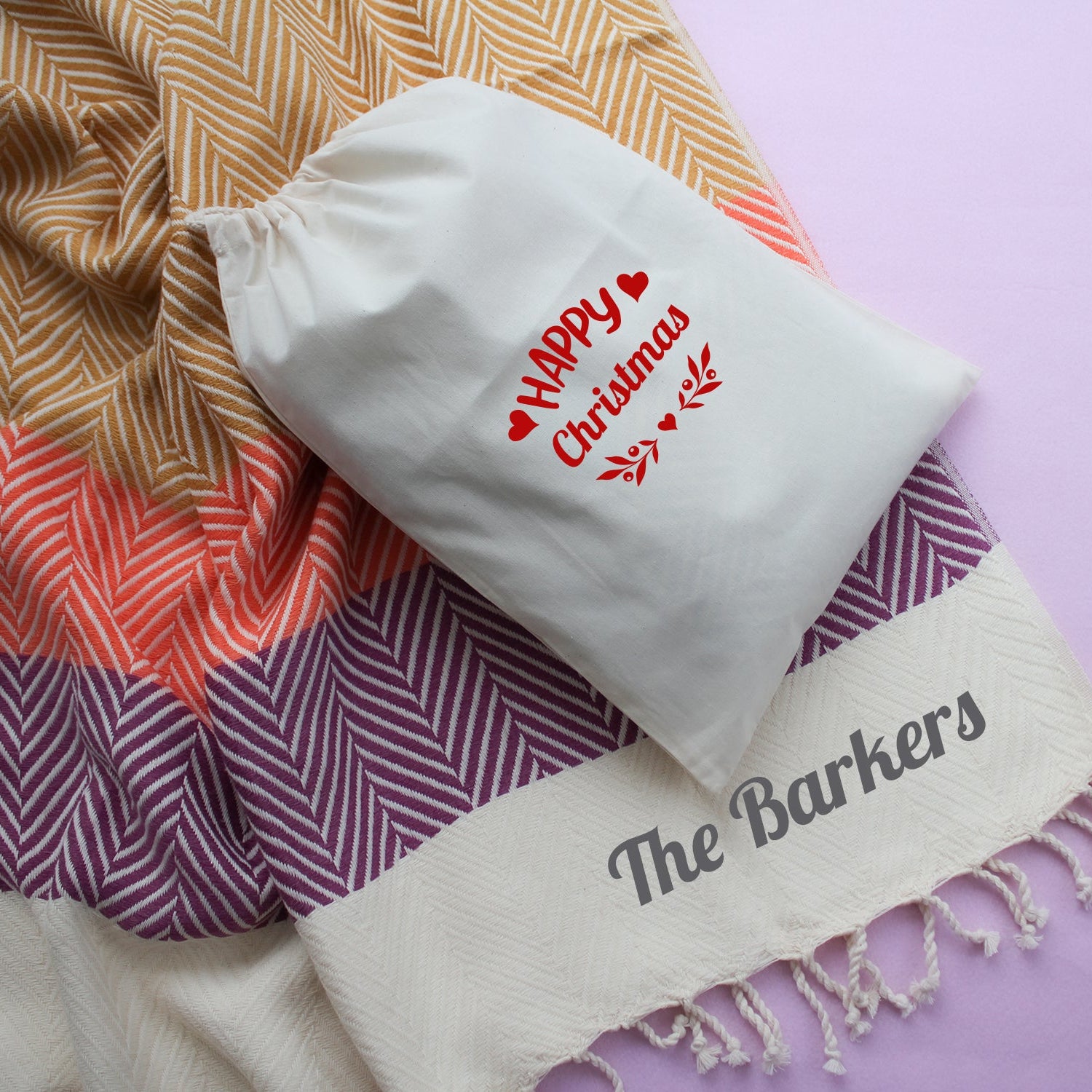 HERRINGBONE  Personalised Handwoven Cotton Throw Blanket