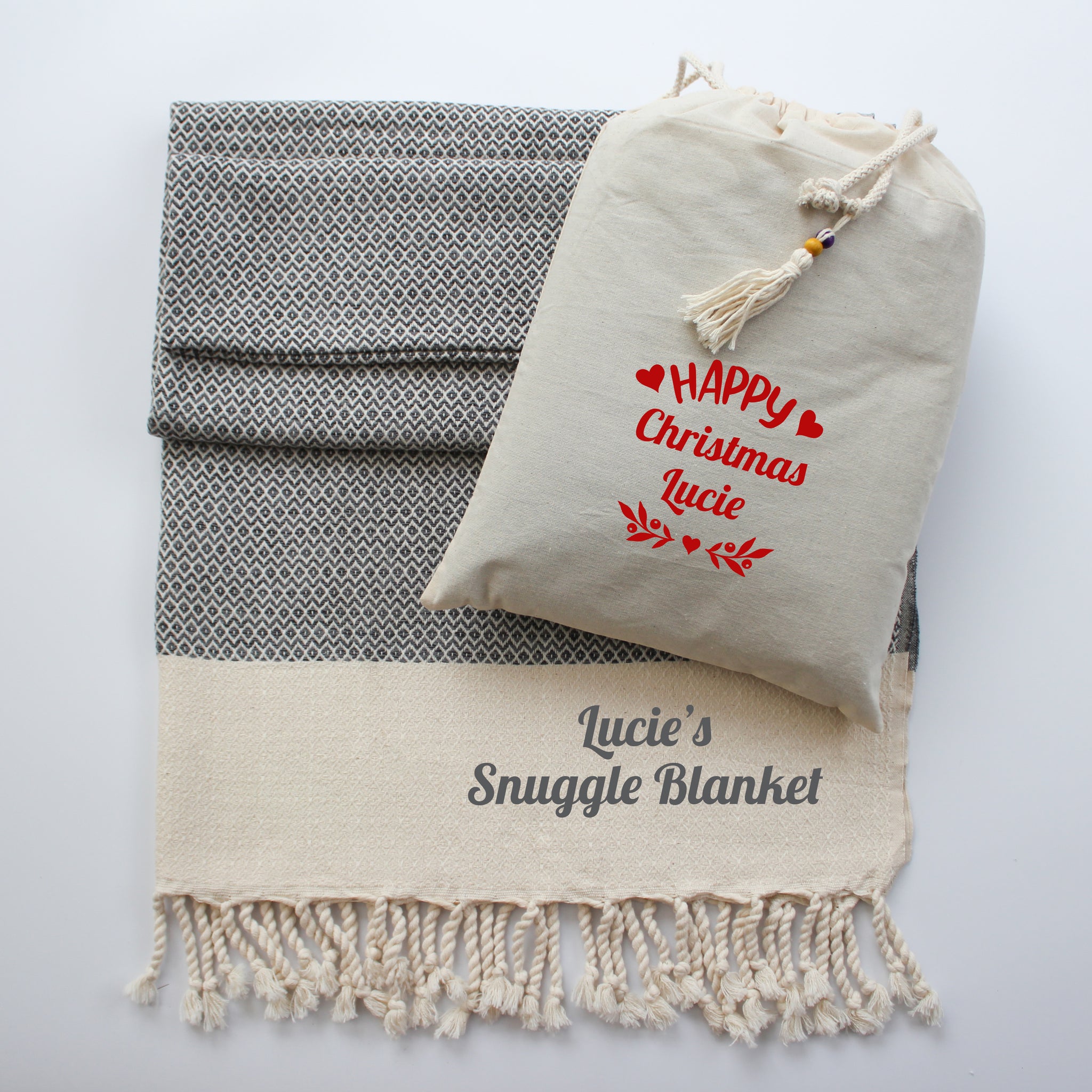 DIAMOND Personalised Handwoven Cotton Throw Blanket