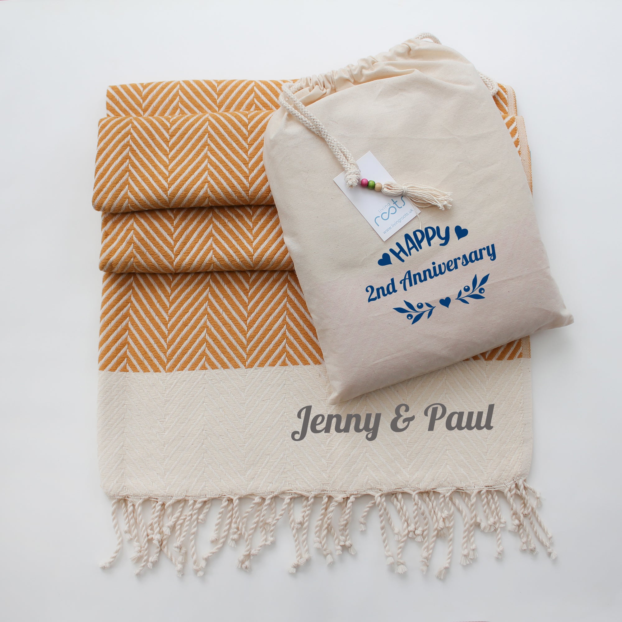 HERRINGBONE  Personalised Handwoven Cotton Throw Blanket