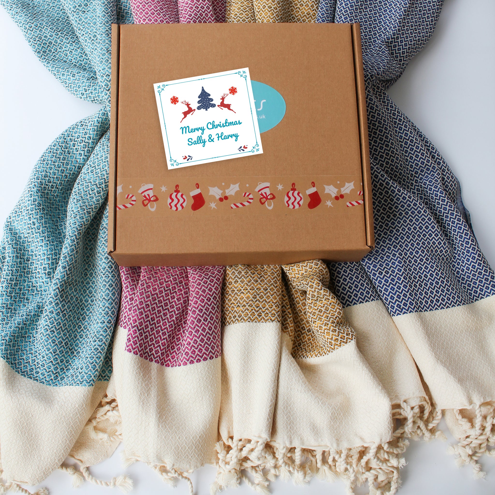 Personalised Diamond Gift Box, Soft Cotton Throw & Premium Coffee & Chocolate
