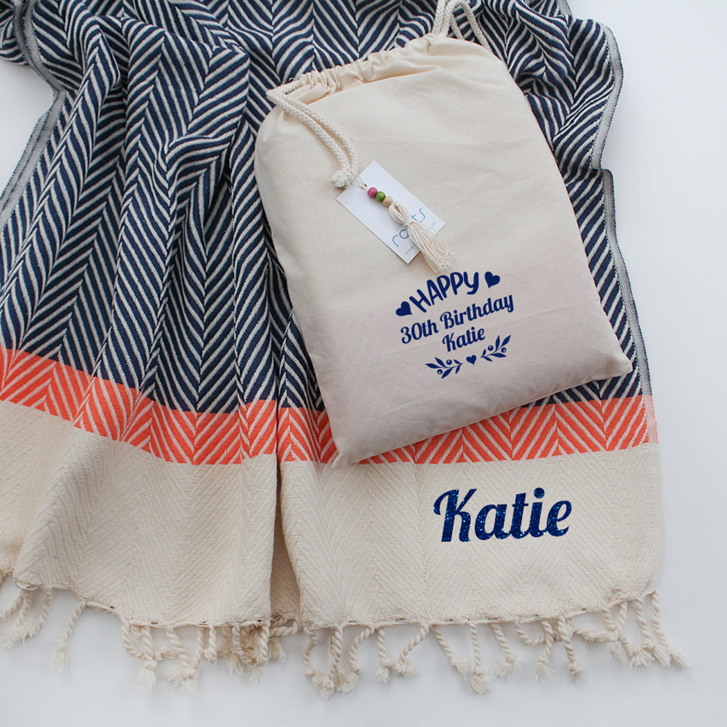 HERRINGBONE  Personalised Handwoven Cotton Throw Blanket