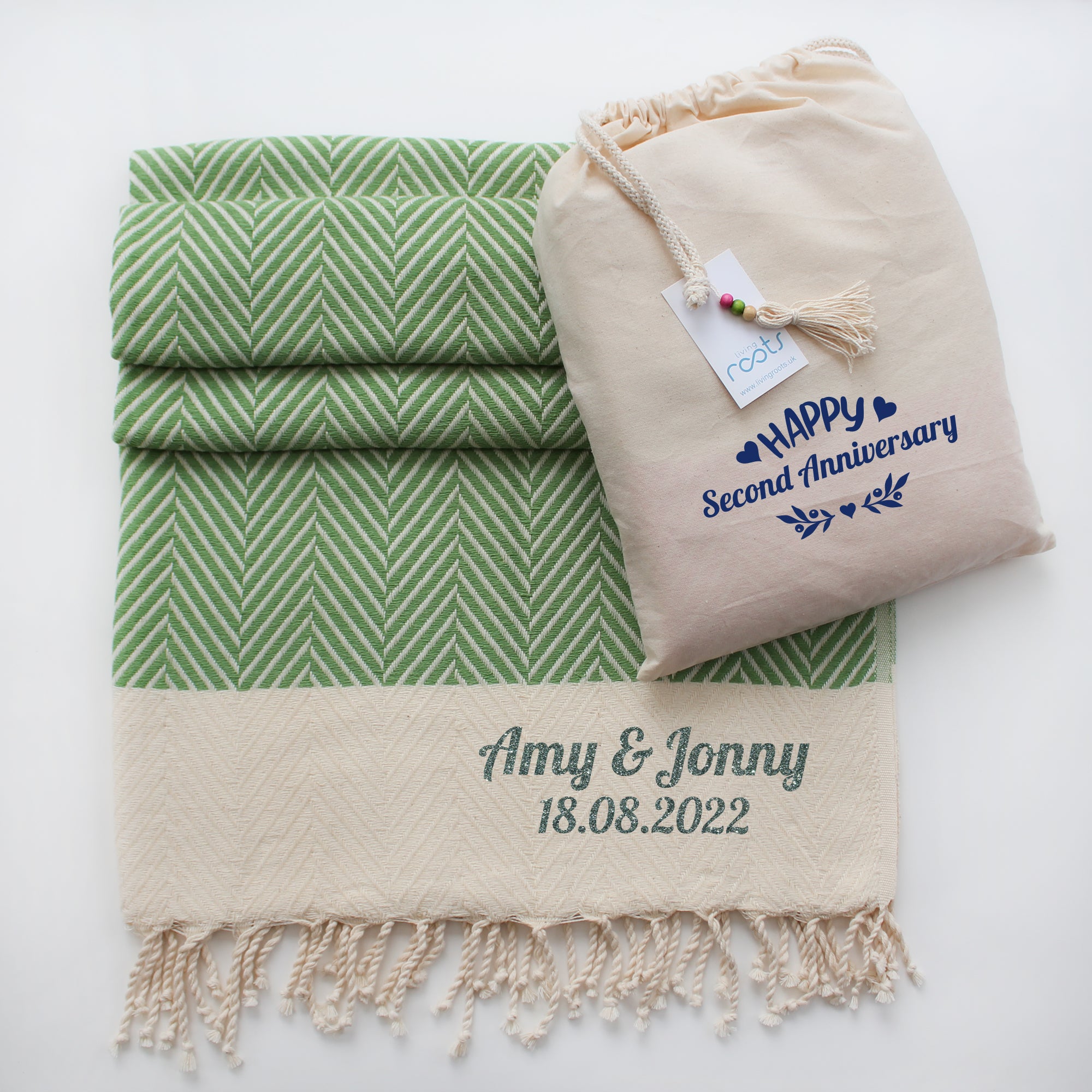 HERRINGBONE  Personalised Handwoven Cotton Throw Blanket