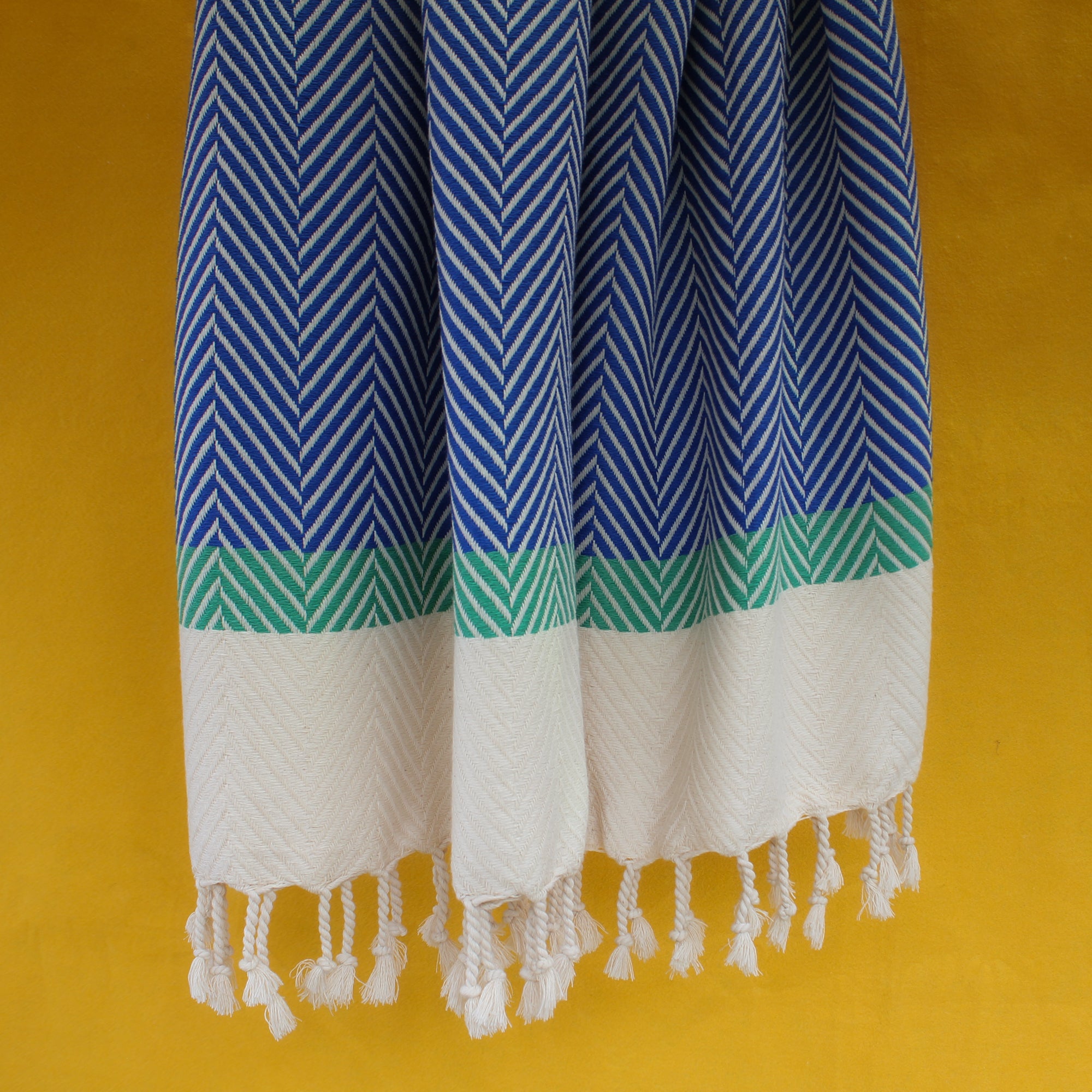 HERRINGBONE  Two coloured Handwoven Cotton Throw