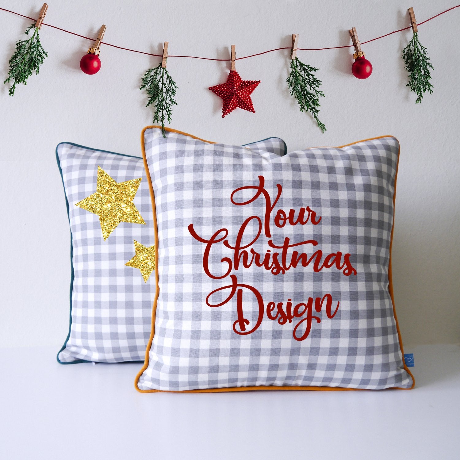 Personalised Plaid Pattern Christmas Cushion