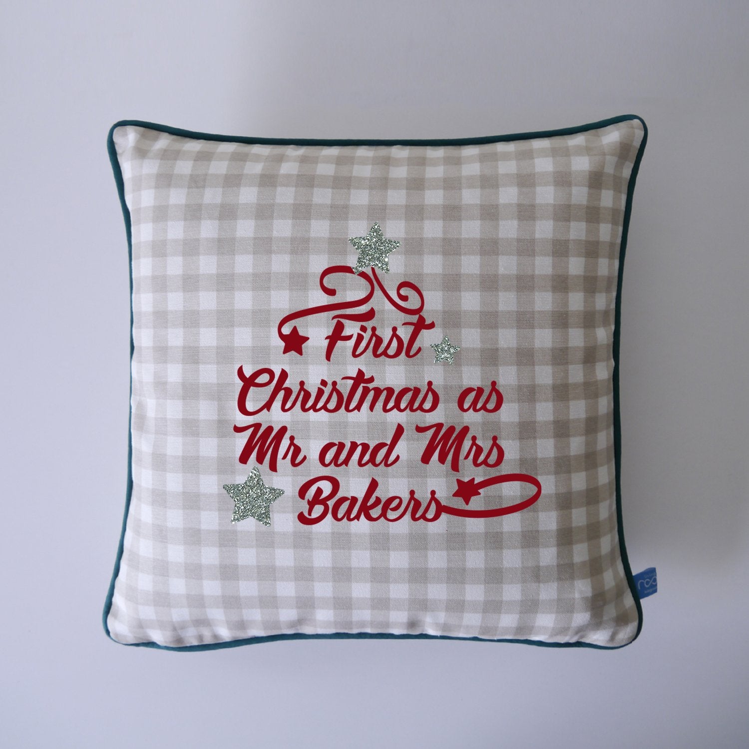 Personalised Plaid Christmas Cushion