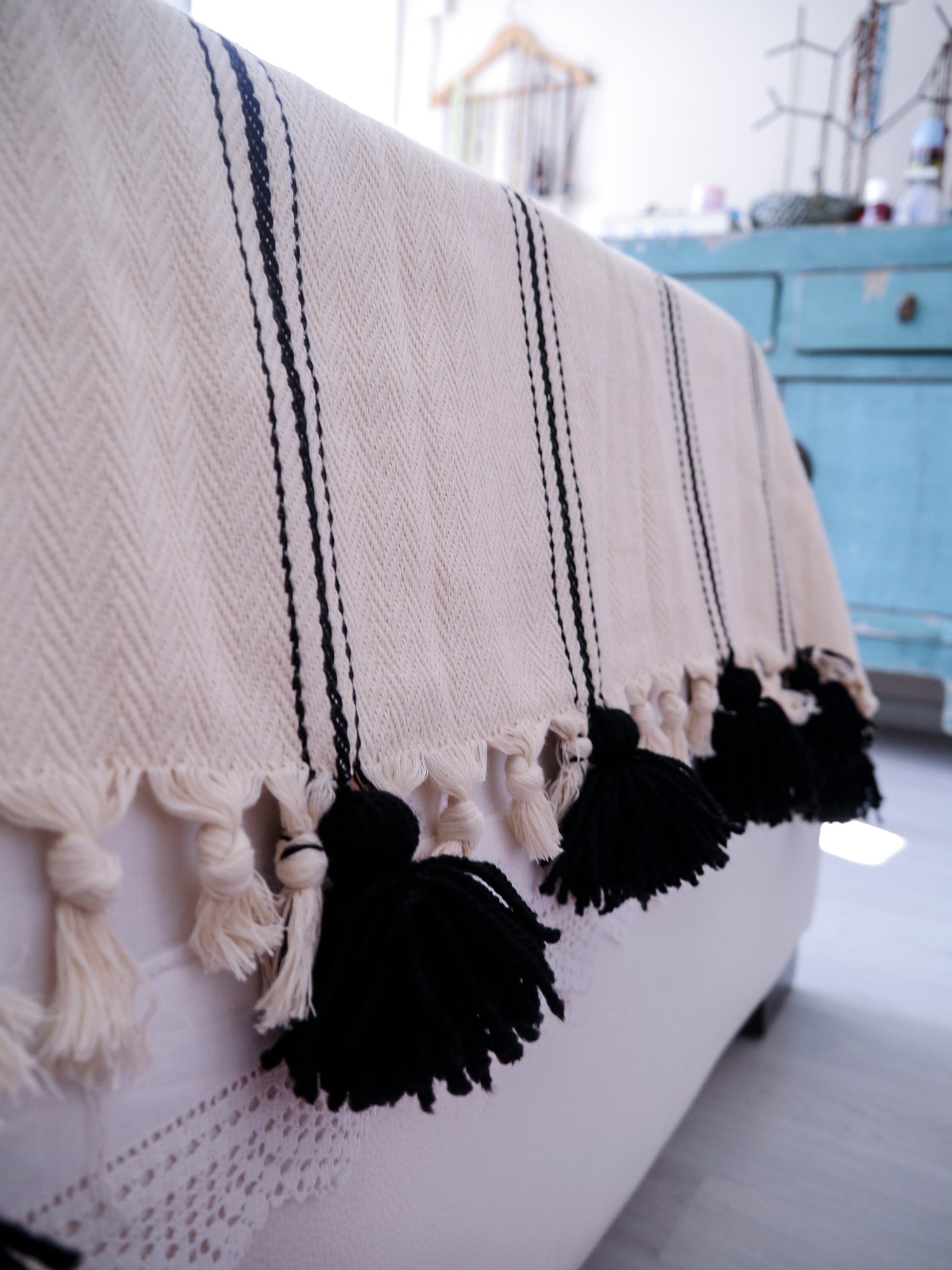 Black Tassel Blanket & Cushion
