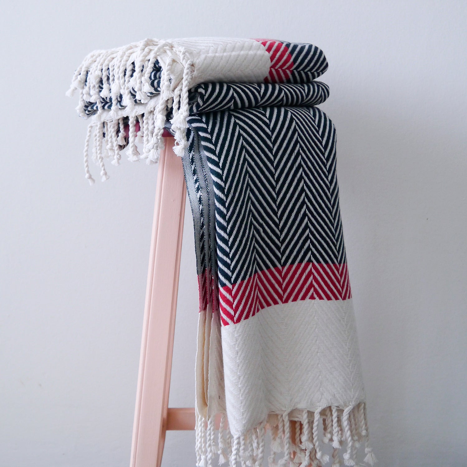 HERRINGBONE  Two coloured Handwoven Cotton Throw