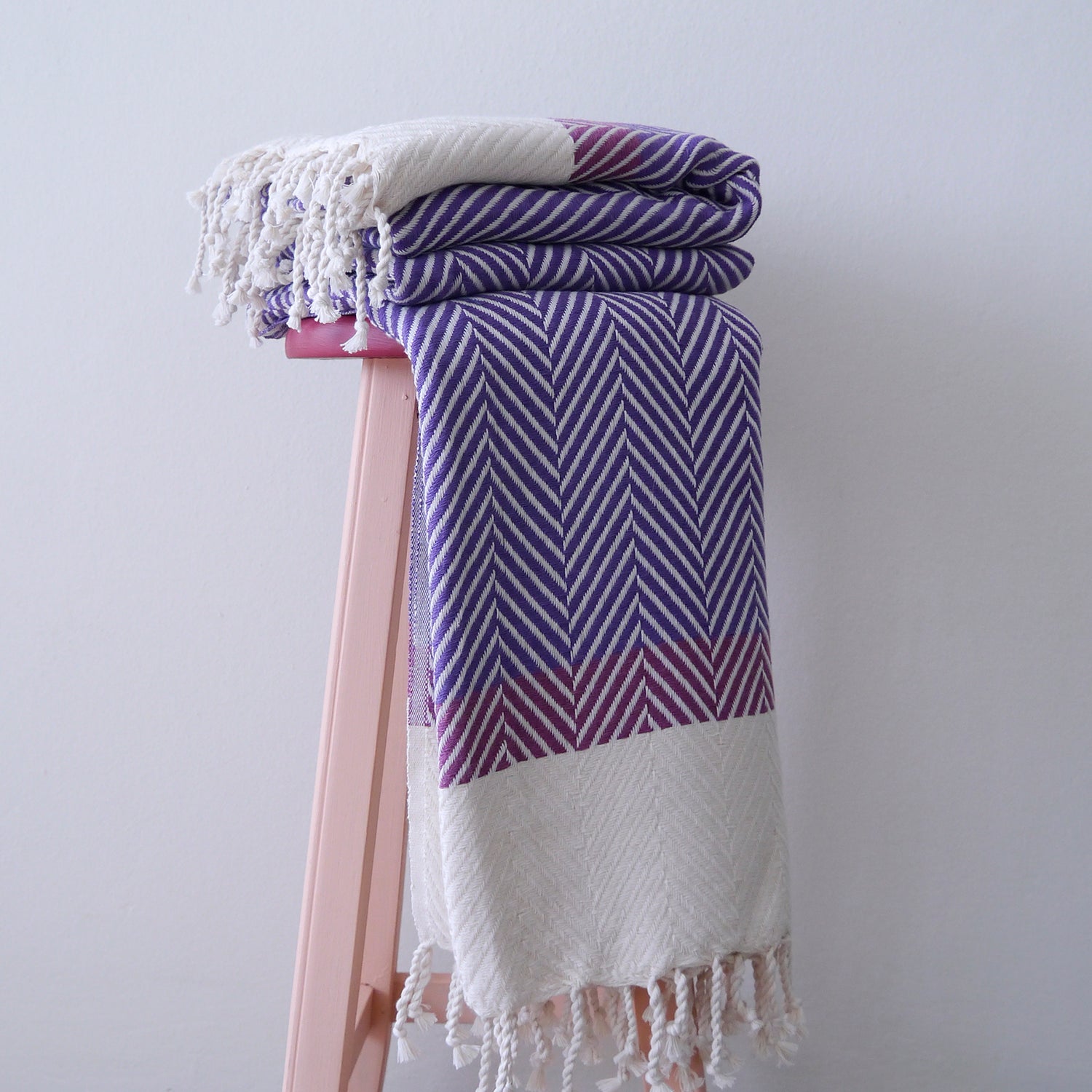 HERRINGBONE  Two coloured Handwoven Cotton Throw