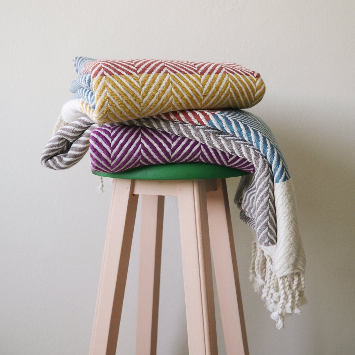 Nordic three coloured Handwoven Cotton Throw