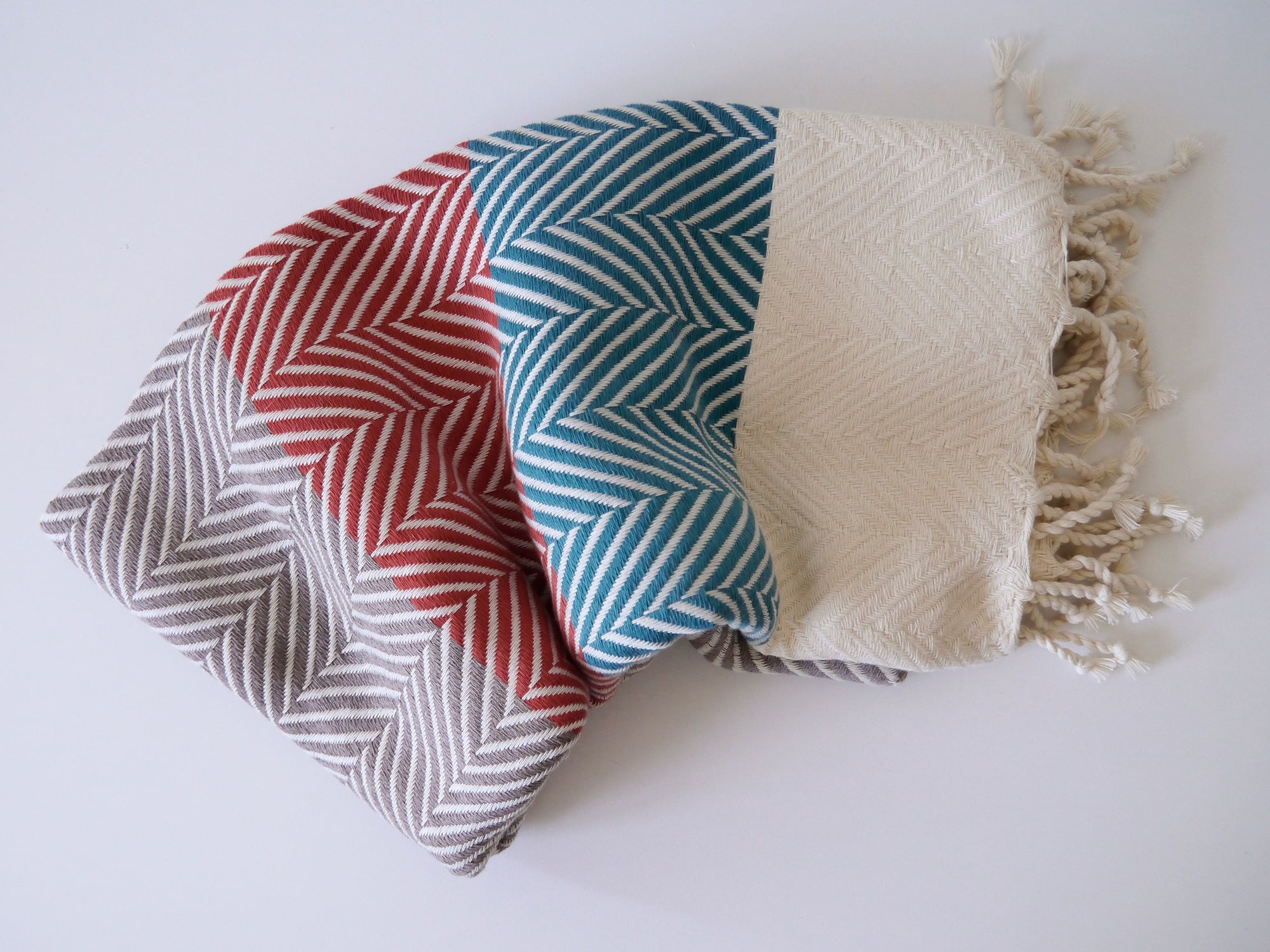 Nordic three coloured Handwoven Cotton Throw