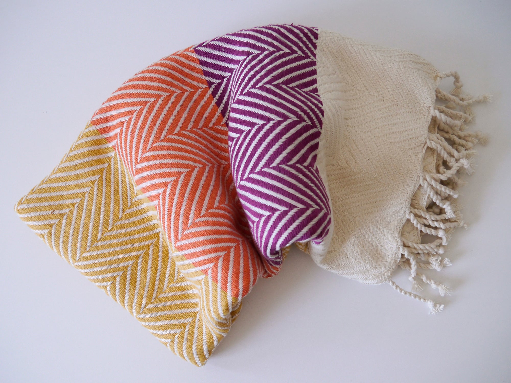 Nordic three coloured Handwoven Cotton Throw