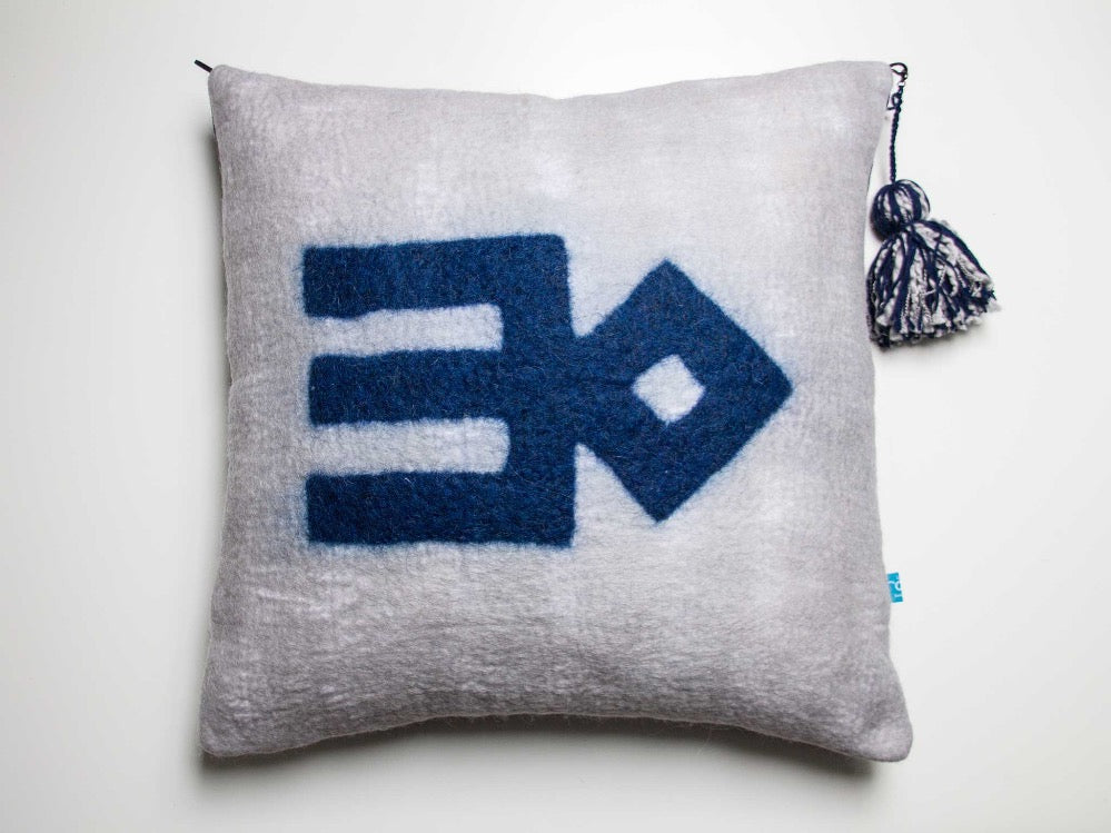 EYE BLUE Handmade Wool Felted Cushion Cover - livingroots uk