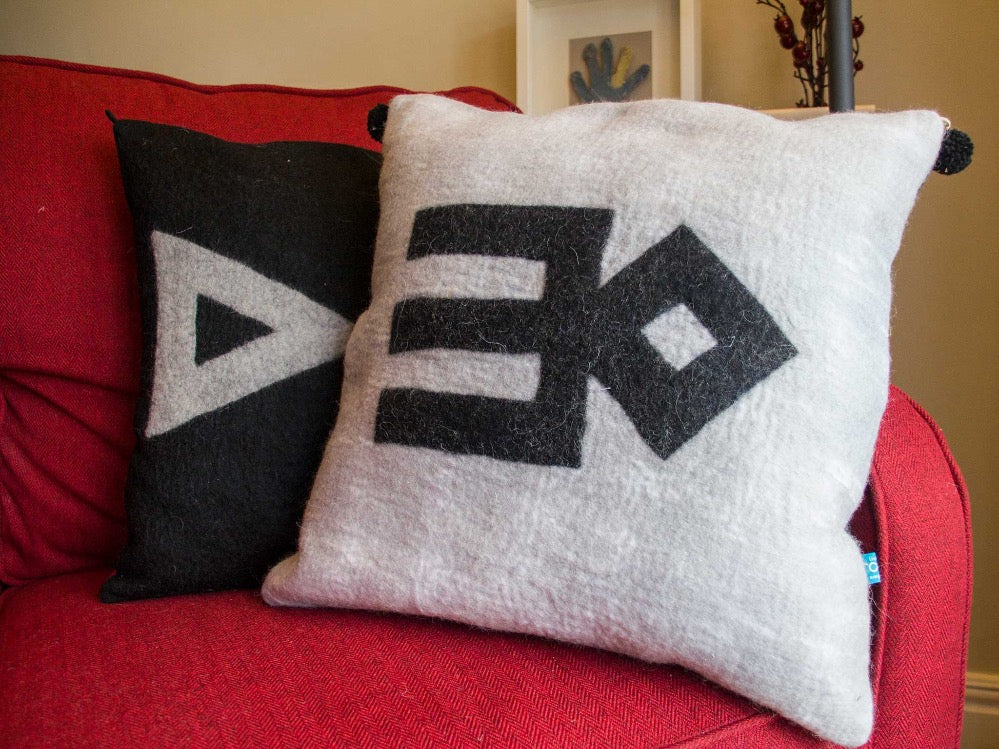 EYE BLACK  Handmade Wool Felted Cushion Cover - livingroots uk