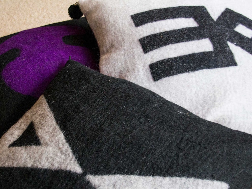 EYE BLACK  Handmade Wool Felted Cushion Cover - livingroots uk