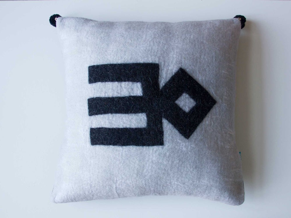 EYE BLACK  Handmade Wool Felted Cushion Cover - livingroots uk