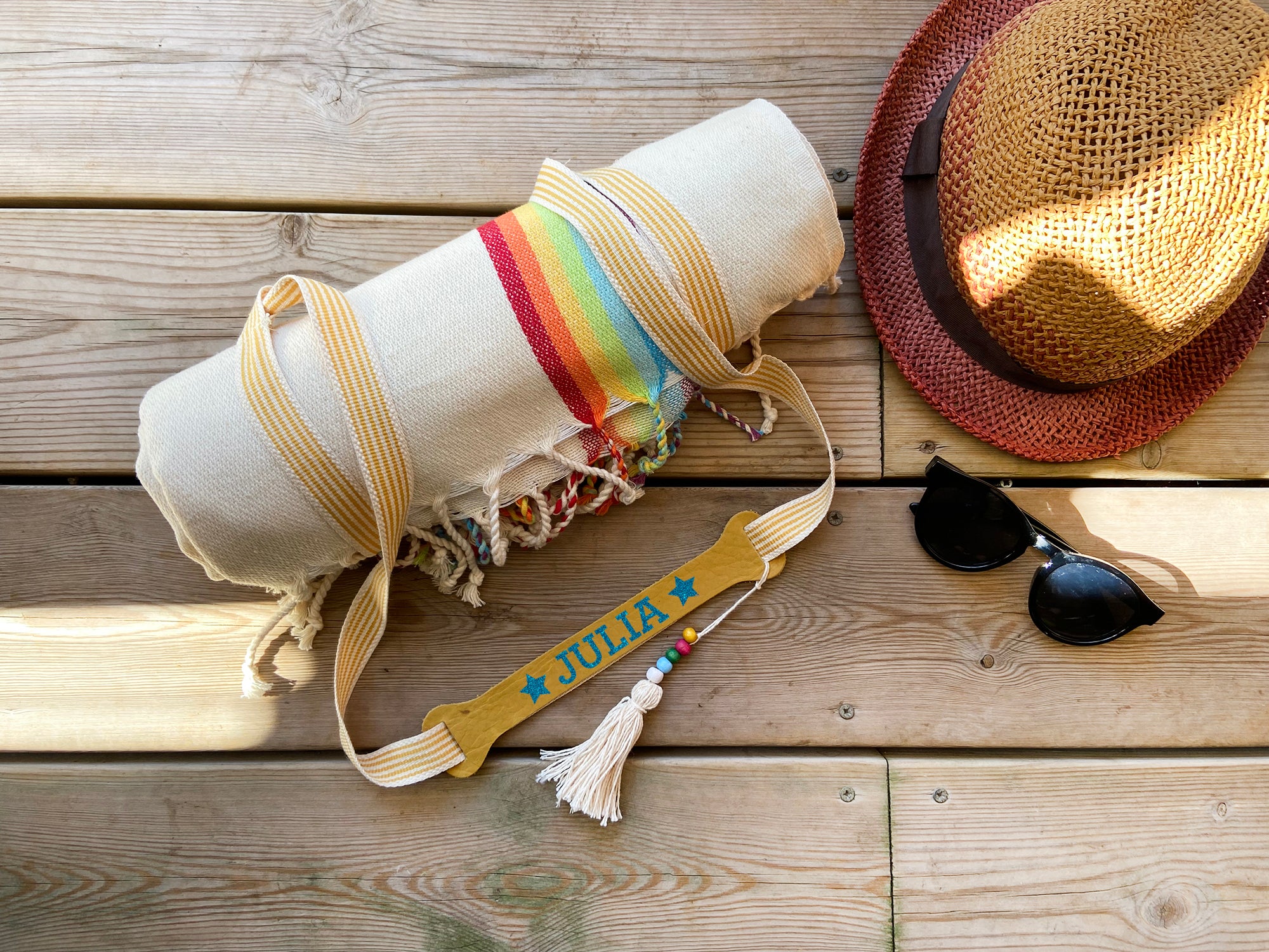 Hand woven Towel, Carrier Strap