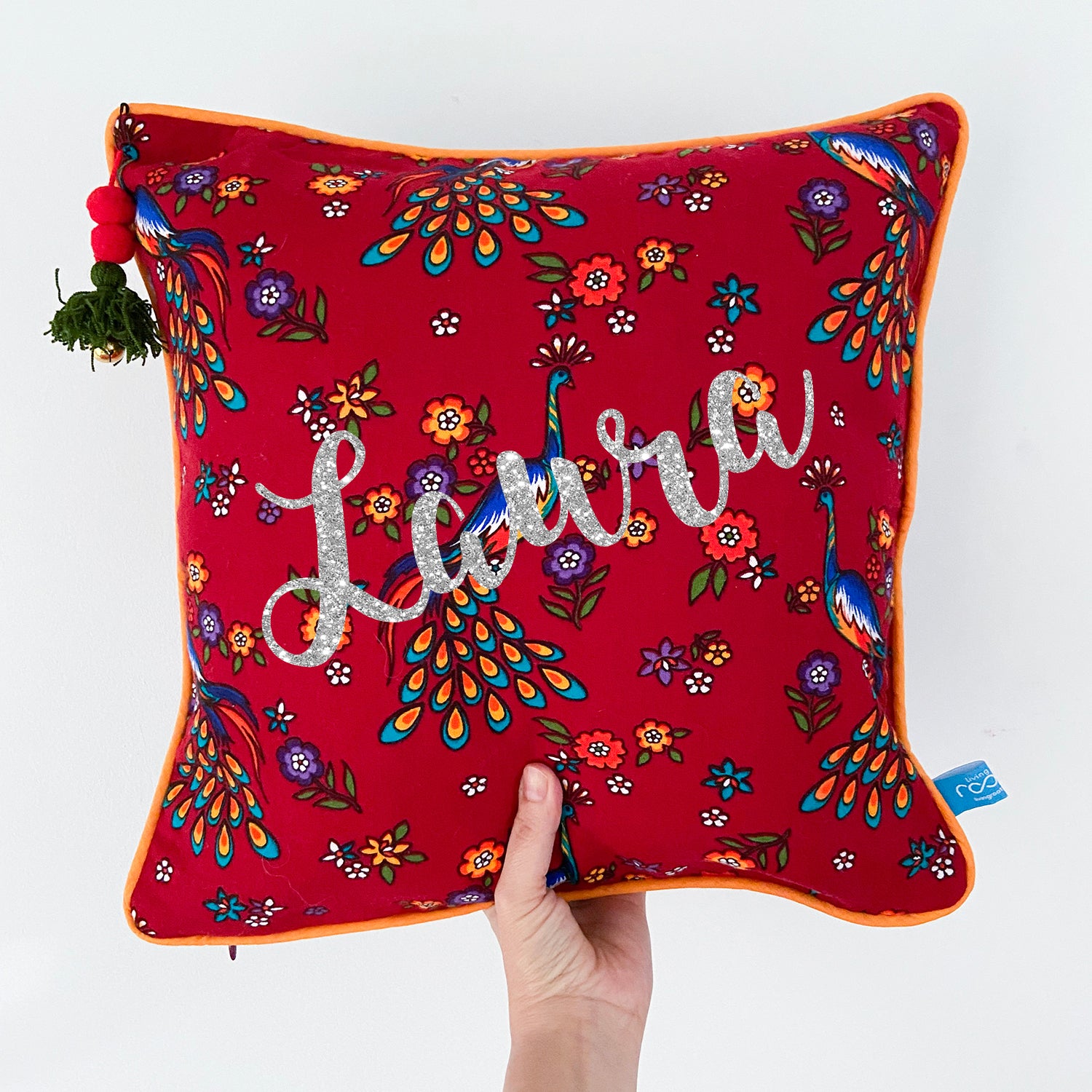 Personalised Floral Christmas Cushion