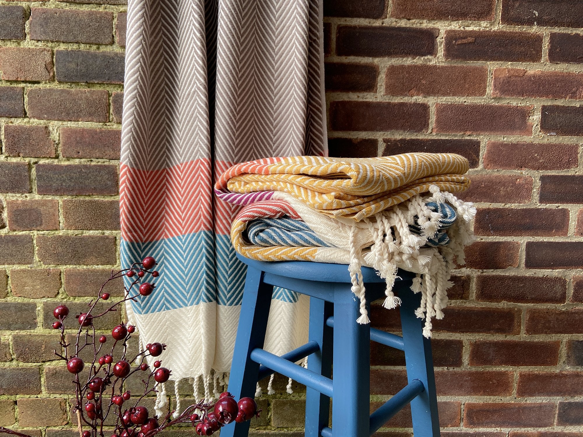 Nordic three coloured Handwoven Cotton Throw