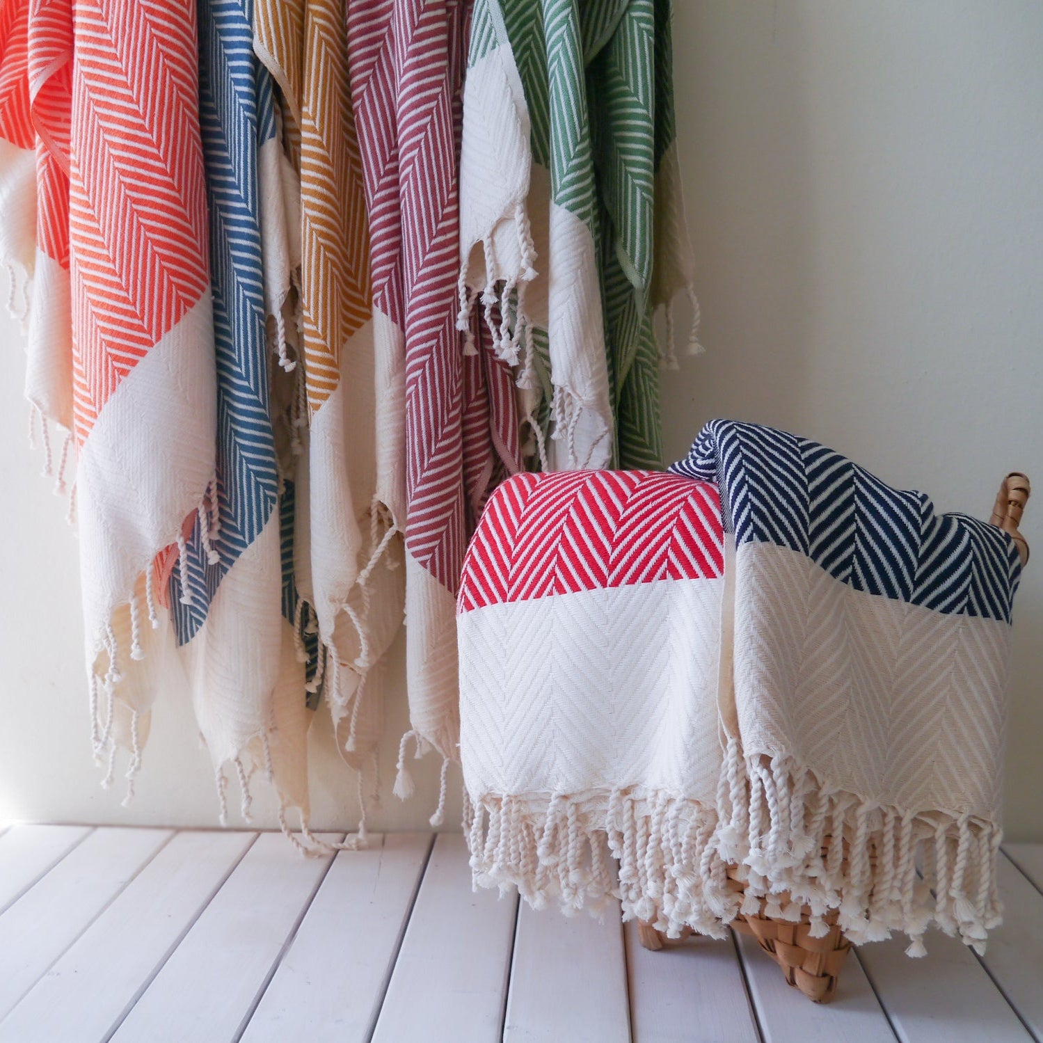 HERRINGBONE  Handwoven Cotton Throw Blanket