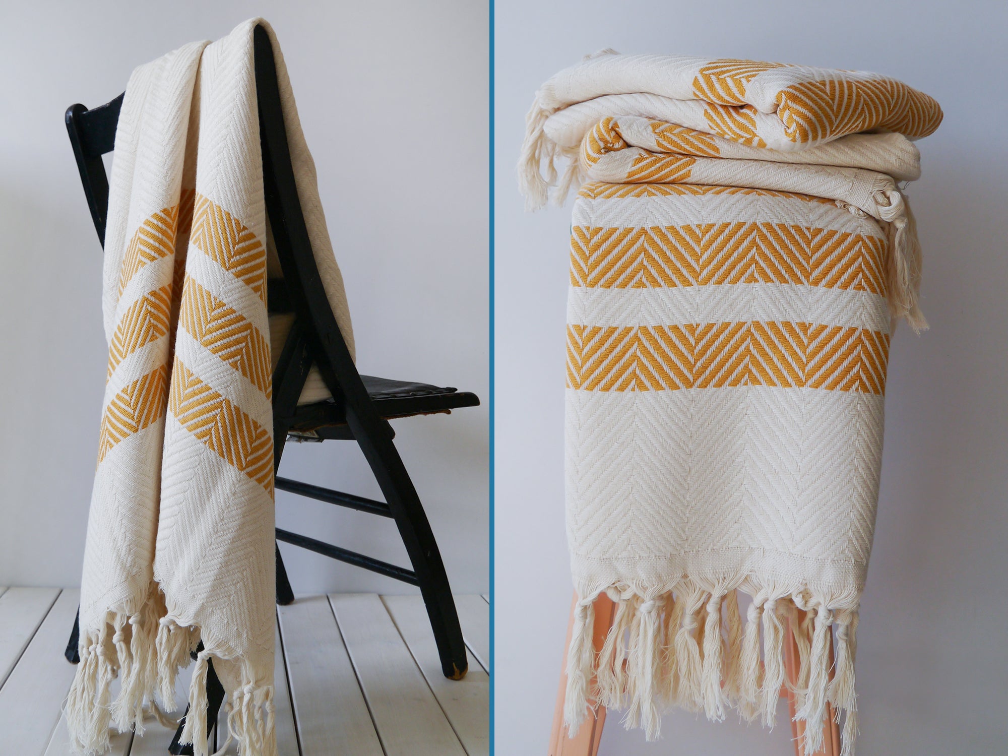 CHEVRON Two Coloured Handwoven Cotton Throw