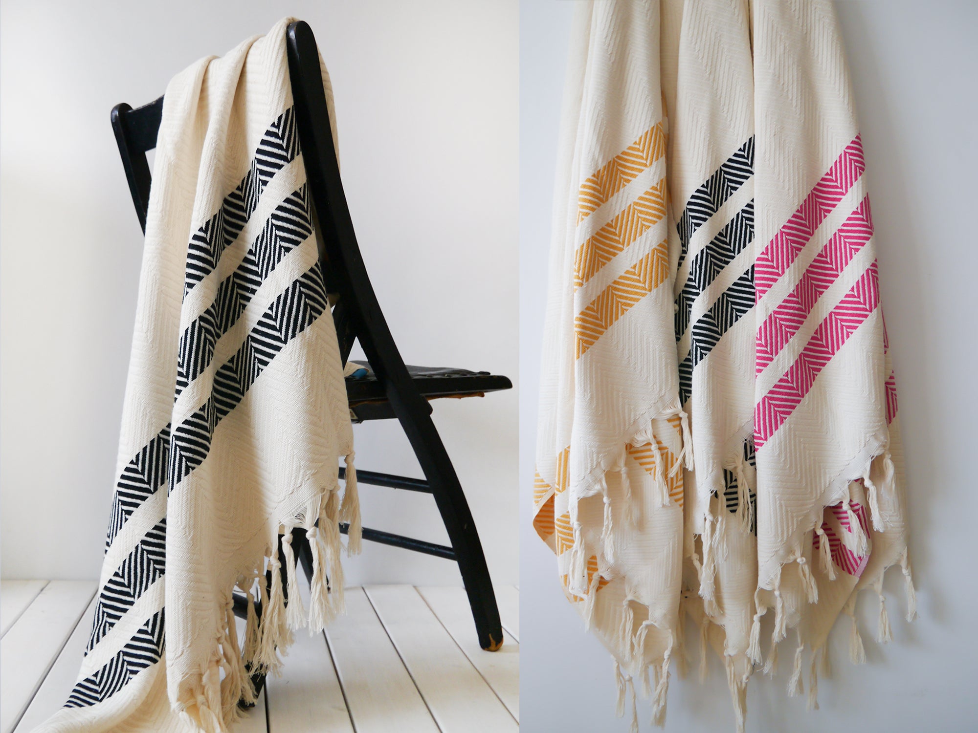 CHEVRON Two Coloured Handwoven Cotton Throw