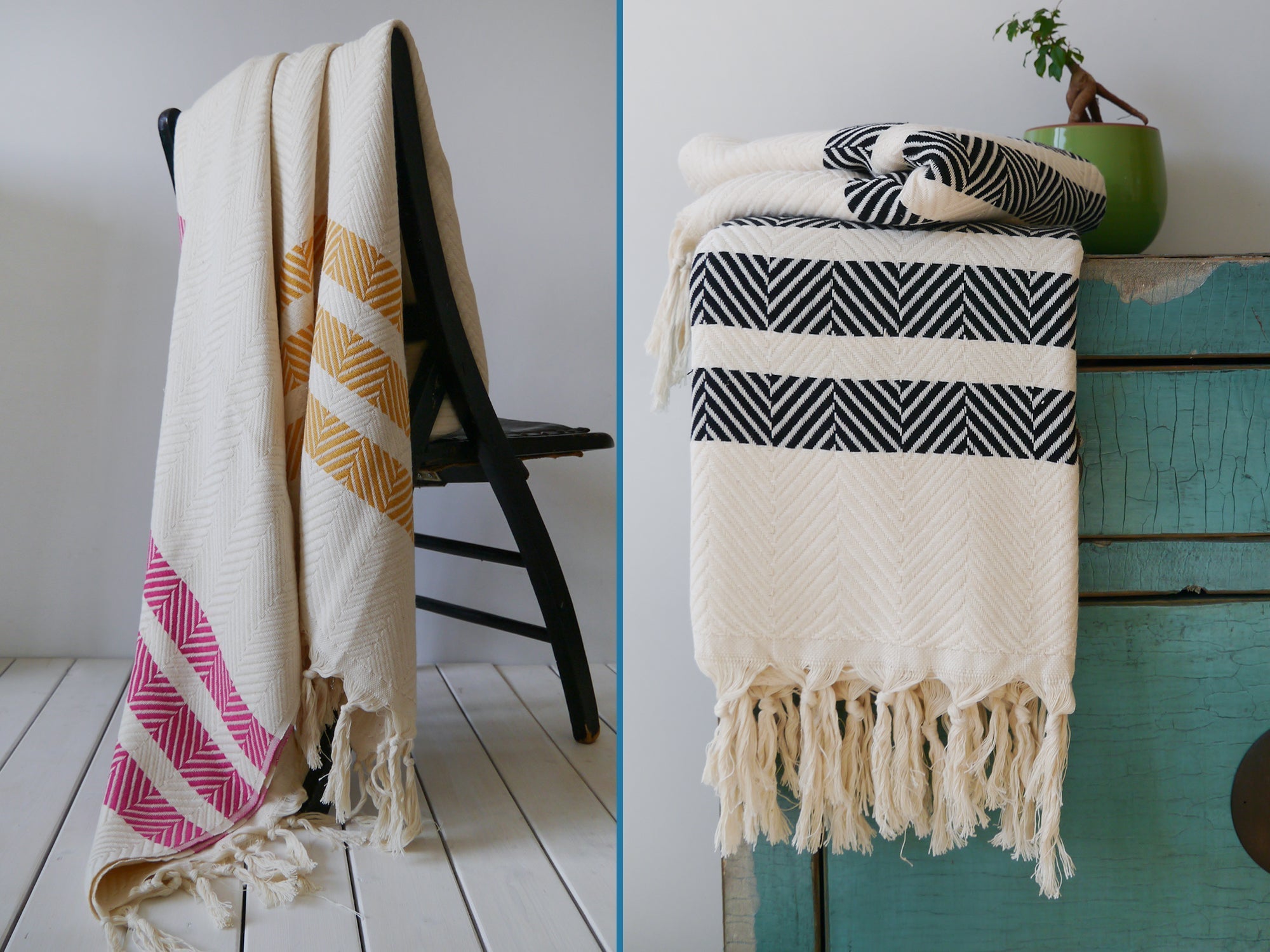 CHEVRON Two Coloured Handwoven Cotton Throw