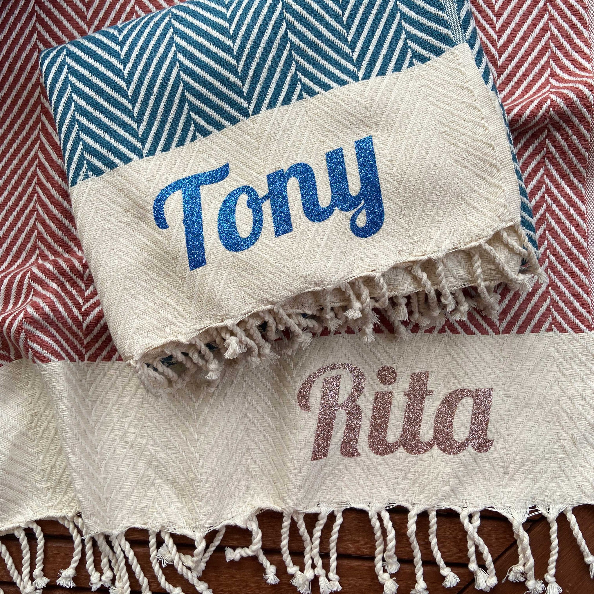 Copy of HERRINGBONE  Personalised Handwoven Cotton Throw Blanket