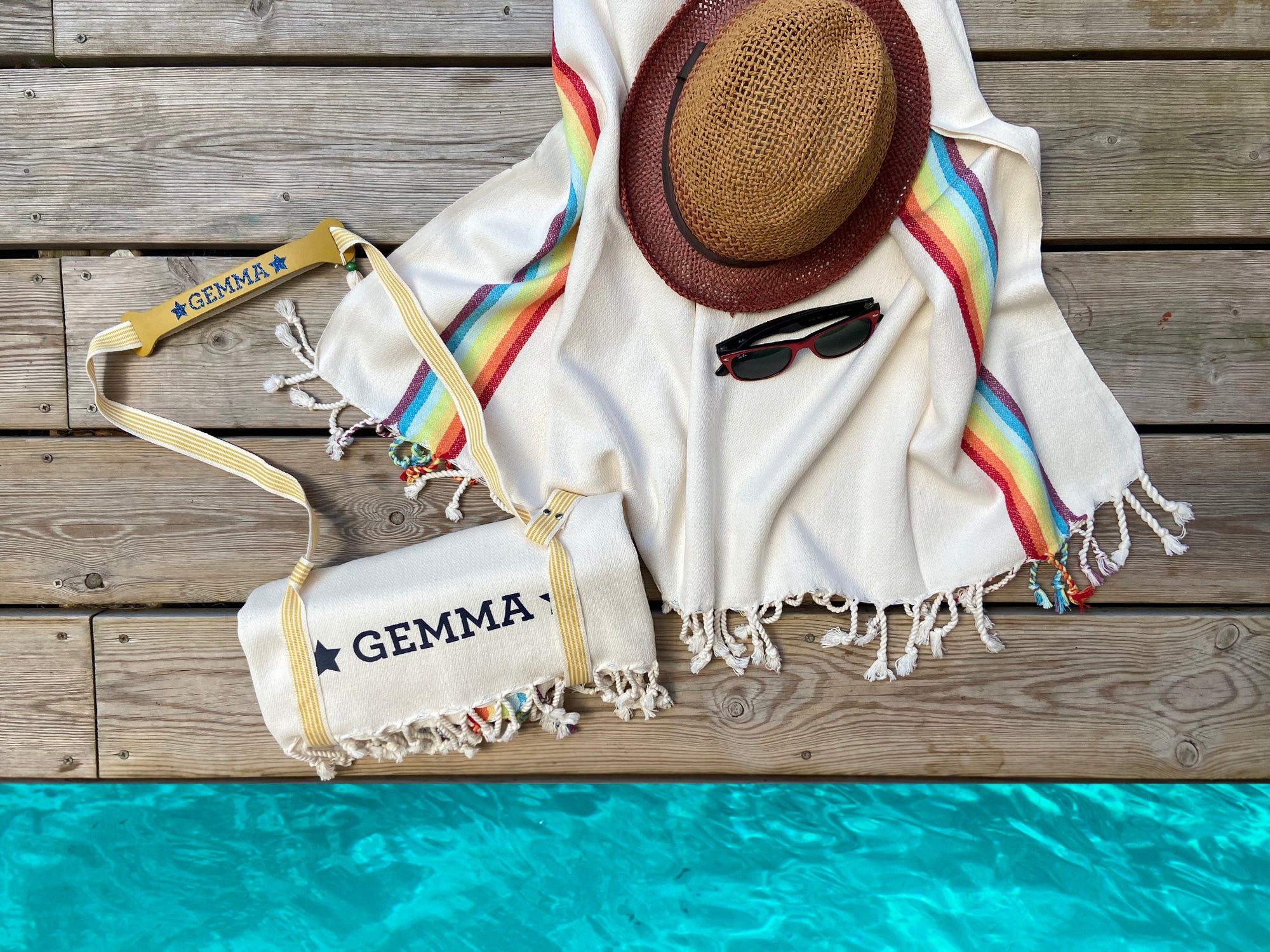 STRIPED Beach Towels and Carrier Strap