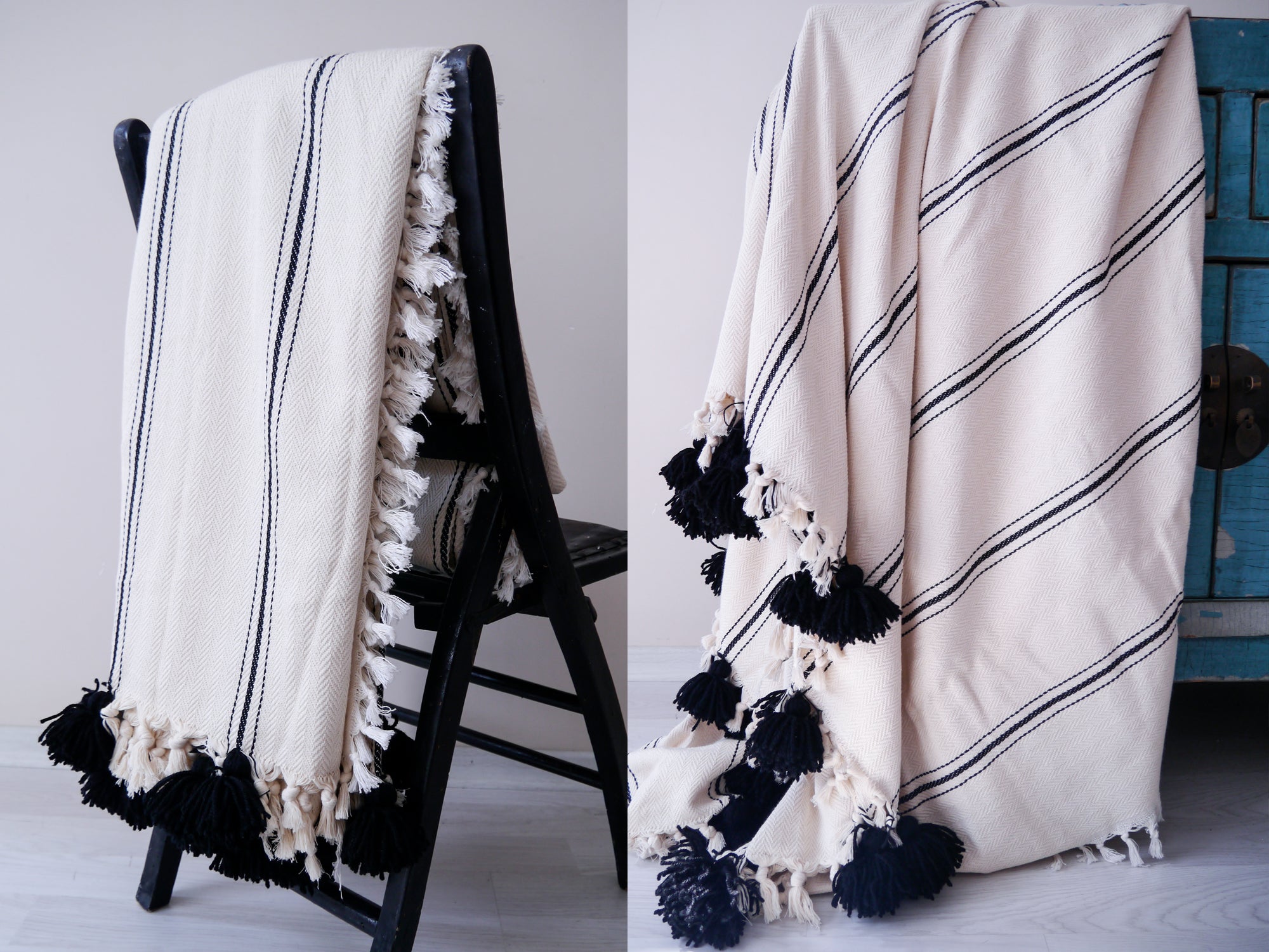 Black Tassel Blanket & Cushion